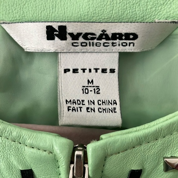 Nygard Collection Petites mint green Leather Jacket with Silver toned Studs - Picture 2 of 16